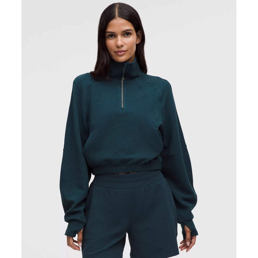 NWT Lululemon Scuba Cropped Funnel-Neck Half Zip Waffle
